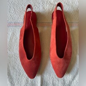 Pointed Nubuck Flat Slingback